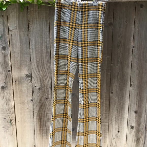 Topshop fitted plaid trousers- flared - Picture 1 of 6